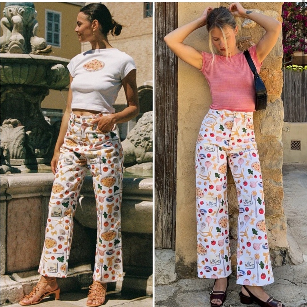 BRAND NEW NWT Lisa Says Gah Robyn Pant - Buon Appetit Print - 4